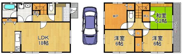 Floor plan. 21.9 million yen, 4LDK, Land area 101.21 sq m , Building area 94.76 sq m