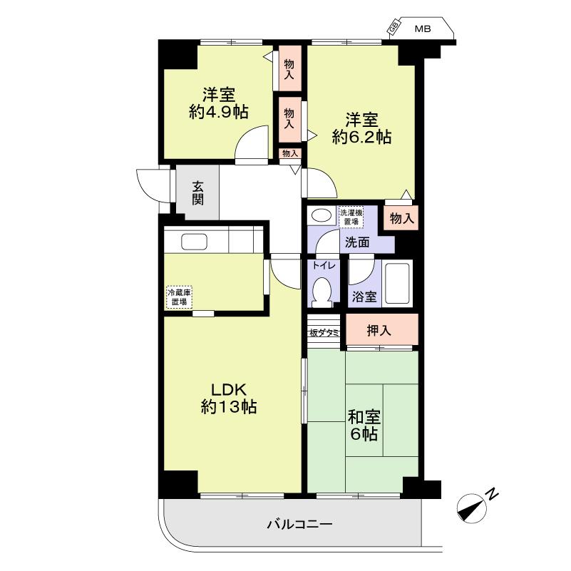 Floor plan. 3LDK, Price 8.3 million yen, Occupied area 68.87 sq m , Balcony area 7.94 sq m