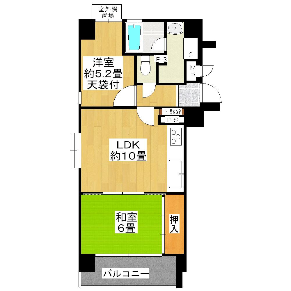 Floor plan. 2LDK, Price 5.5 million yen, Occupied area 49.34 sq m , Balcony area 6.52 sq m