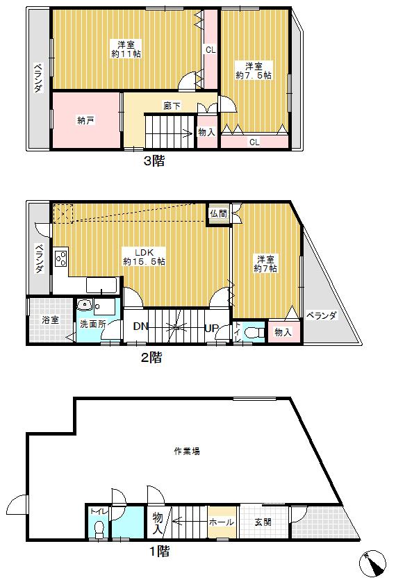 Floor plan. 17.8 million yen, 3LDK + S (storeroom), Land area 75.91 sq m , Building area 158.03 sq m