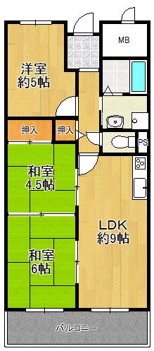 Floor plan. 3LDK, Price 9.8 million yen, Occupied area 57.39 sq m , Balcony area 6.32 sq m every day is the beginning of the lively and smile full of life