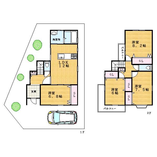 Floor plan. 21.5 million yen, 4LDK, Land area 94.82 sq m , Building area 100.57 sq m