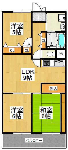 Floor plan. 3LDK, Price 13.8 million yen, Occupied area 58.39 sq m , Balcony area 7.6 sq m