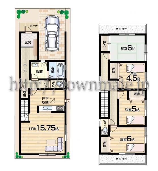 Floor plan. 26,800,000 yen, 4LDK, Land area 99.16 sq m , Building area 101.04 sq m land area 99.16 square meters building area 107.64 square meters
