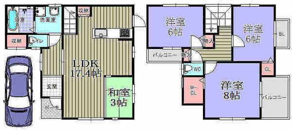 Floor plan. 27,800,000 yen, 4LDK, Land area 83.03 sq m , Building area 94.19 sq m 2 sided balcony ・ Bright house of 4LDK