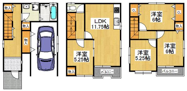Floor plan. 14.9 million yen, 4LDK, Land area 45.55 sq m , Building area 103.52 sq m storage space with plenty, Residence of 4LDK
