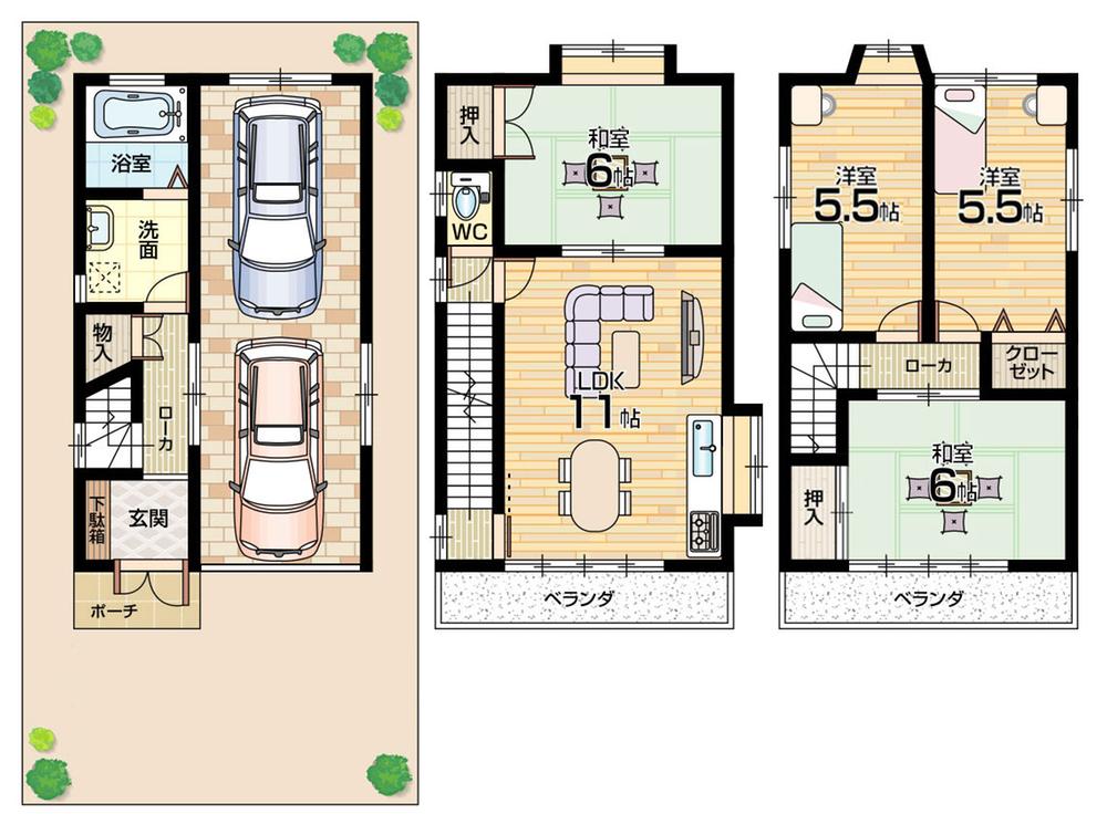 Floor plan. 14.8 million yen, 4LDK, Land area 57.41 sq m , Building area 103.26 sq m