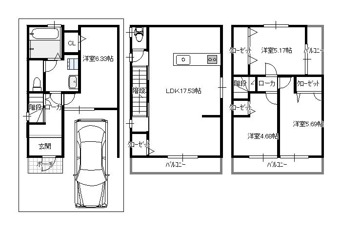 Floor plan. 24,800,000 yen, 4LDK, Land area 56.5 sq m , Building area 99.55 sq m