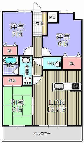 Floor plan. 3LDK, Price 15.5 million yen, Occupied area 65.08 sq m , Unlike until the balcony area 12.24 sq m now, A new life to you