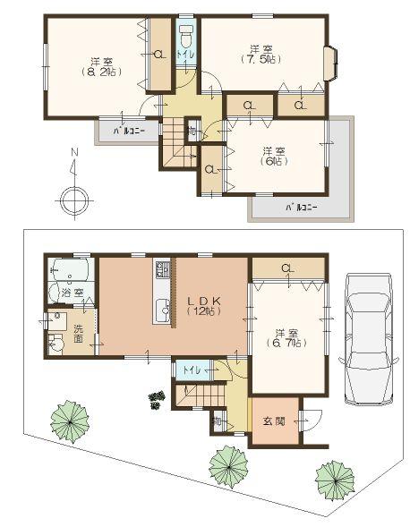 Floor plan. 21.5 million yen, 4LDK, Land area 94.82 sq m , Building area 100.57 sq m   [Floor plan] 