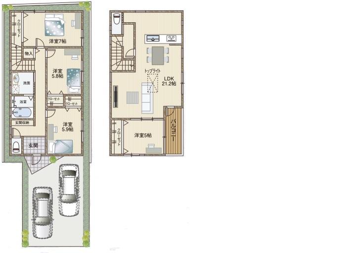 Floor plan. 25,800,000 yen, 4LDK, Land area 110.71 sq m , Building area 108.7 sq m