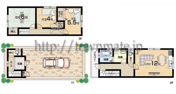 Floor plan. 15.8 million yen, 3LDK, Land area 52.01 sq m , Building area 108 sq m land area 52.01 square meters building area 108.00 square meters