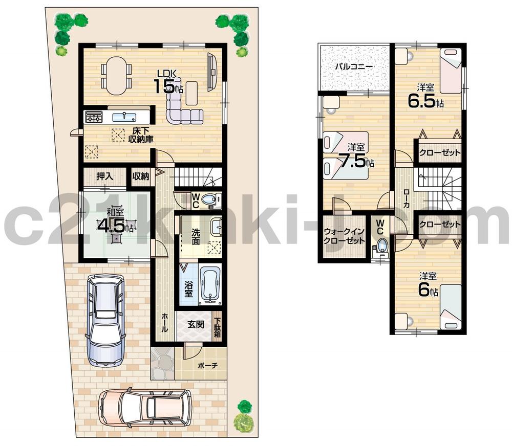 Floor plan. 27,800,000 yen, 4LDK + S (storeroom), Land area 117.12 sq m , Building area 100.61 sq m