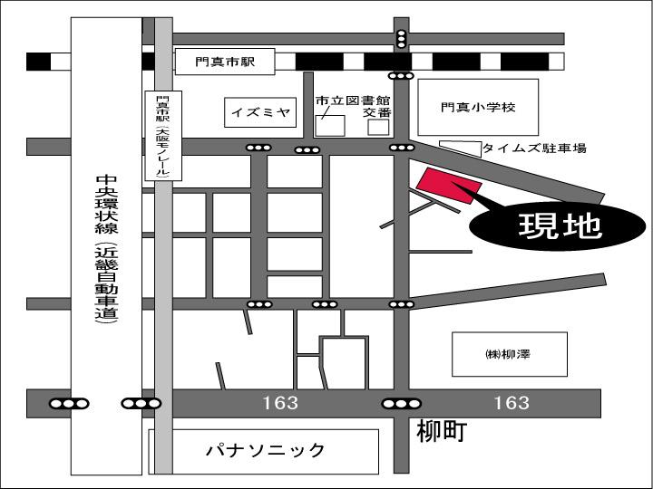 Local guide map. Keihan "Kadoma" Station, Osaka Monorail "Kadoma" is a 3-minute walk from the station.