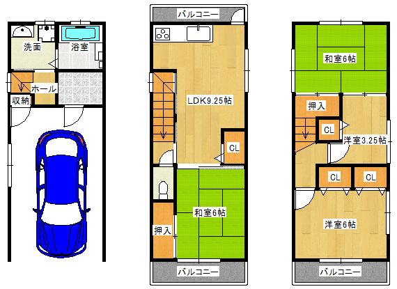 Floor plan. 18,800,000 yen, 4LDK, Land area 46.66 sq m , Building area 97.2 sq m   ■ Large Garage. Parking afford any car! 