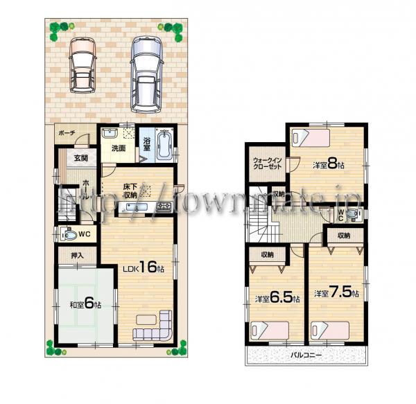 Floor plan. 29,300,000 yen, 4LDK, Land area 110.73 sq m , Building area 105.98 sq m land area 110.73 square meters building area 105.98 square meters