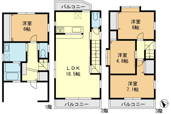 Floor plan. 26,800,000 yen, 4LDK, Land area 58.77 sq m , Building area 97.61 sq m