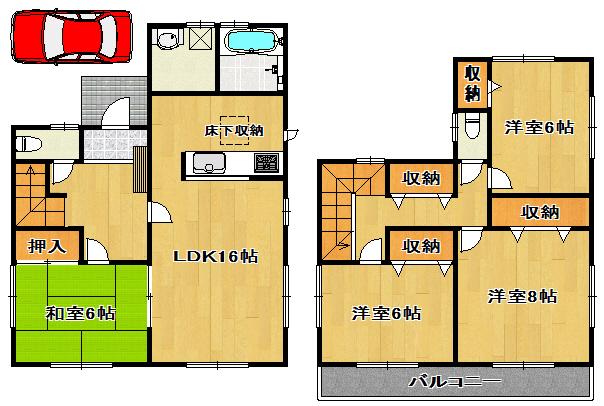 Floor plan. 28.8 million yen, 4LDK, Land area 134.8 sq m , Building area 105.99 sq m
