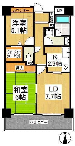 Floor plan. 2LDK, Price 11.8 million yen, Occupied area 55.08 sq m , A home away from home to put a balcony area 8.7 sq breath and m "hot"