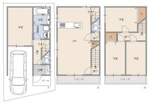 Floor plan. (No. 3 locations), Price 22,850,000 yen, 4LDK, Land area 50.62 sq m , Building area 91.11 sq m