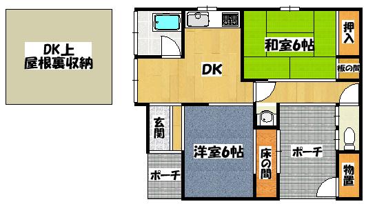 Floor plan. 5 million yen, 2DK, Land area 64.11 sq m , Building area 46.28 sq m