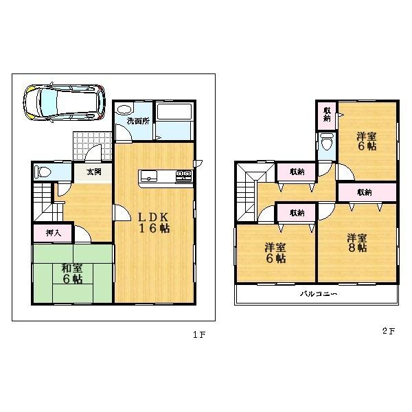 Floor plan. 28.8 million yen, 4LDK, Land area 134.8 sq m , Building area 105.99 sq m