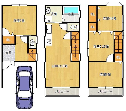 Floor plan. 15.8 million yen, 4LDK, Land area 62.15 sq m , Building area 93.42 sq m easy-to-use kitchen!  2 Kaisui around you stands out ease of living! 