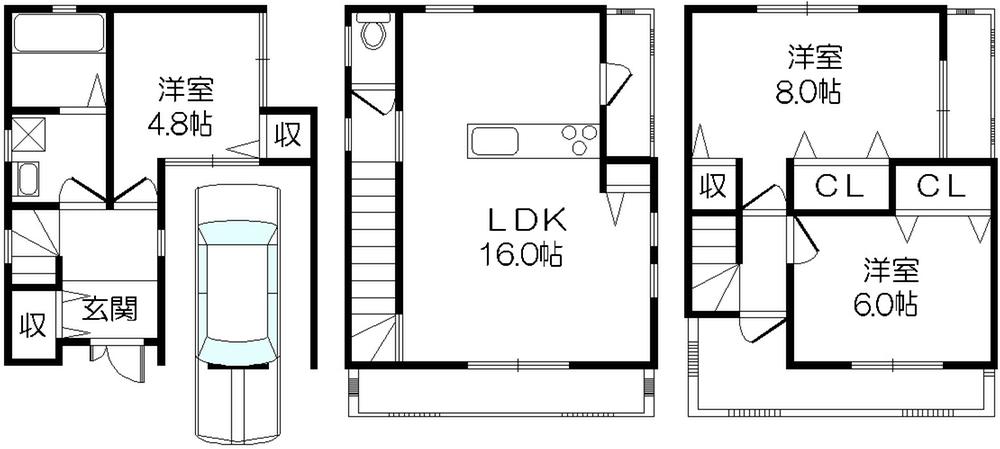 Floor plan. 23.8 million yen, 3LDK, Land area 63.19 sq m , Building area 98.14 sq m