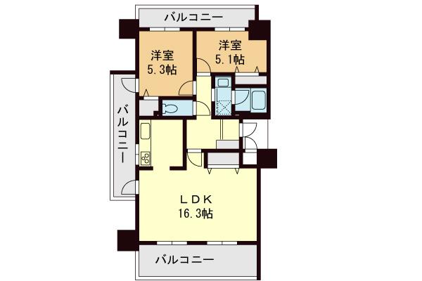 Floor plan. 2LDK, Price 14.9 million yen, Occupied area 60.84 sq m