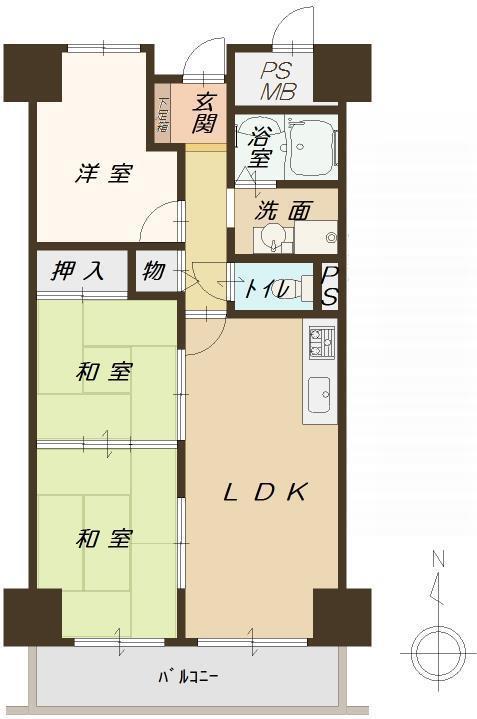 Floor plan. 3LDK, Price 9.5 million yen, Occupied area 57.39 sq m , Balcony area 6.32 sq m   [Floor plan]