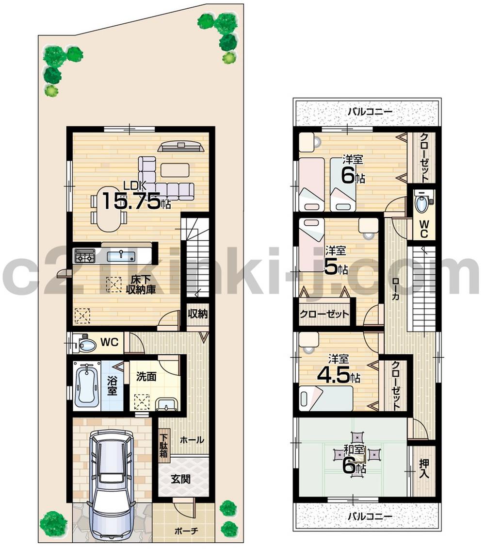 Floor plan. 26,800,000 yen, 4LDK, Land area 97.06 sq m , Building area 107.64 sq m