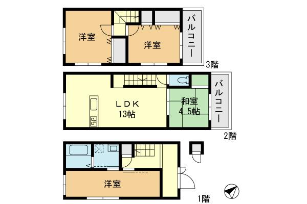 Floor plan. 19,800,000 yen, 4LDK, Land area 57.2 sq m , Building area 88.29 sq m
