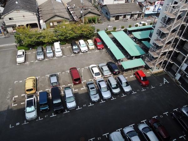 Parking lot. Plane parking. It is with gate.