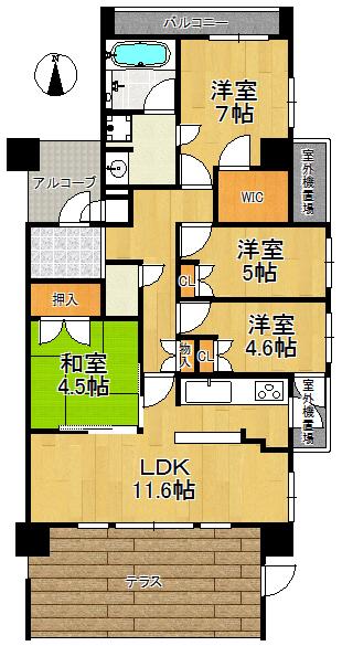 Floor plan. 4LDK, Price 26,800,000 yen, Occupied area 86.69 sq m , Close to the balcony area 18.54 sq m station house. Morning with a space, Tireless way home, You can feel happy every day