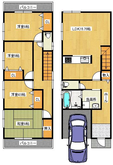 Floor plan. 26,800,000 yen, 4LDK, Land area 97.06 sq m , Building area 107.64 sq m ◆ Floor plan