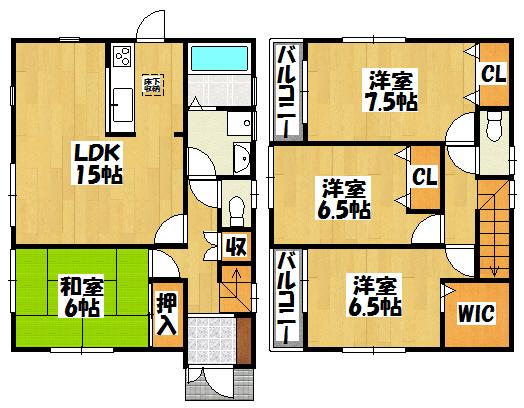 Floor plan. 30,800,000 yen, 4LDK, Land area 138.41 sq m , Building area 98.01 sq m
