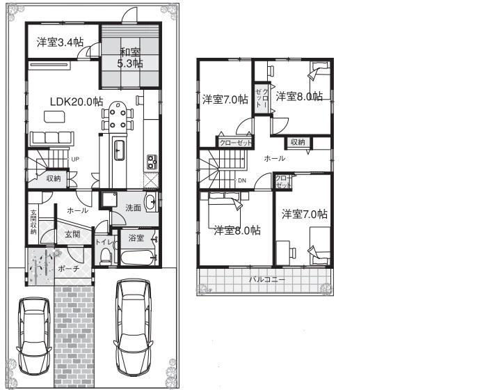 Floor plan. 32,800,000 yen, 5LDK + S (storeroom), Land area 142.48 sq m , Building area 132.05 sq m