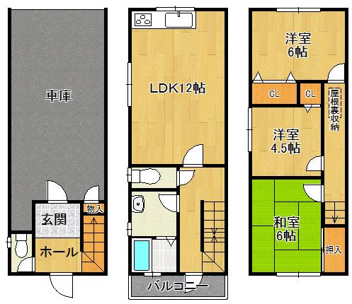 Floor plan. 15.8 million yen, 3LDK, Land area 52.01 sq m , Building area 108 sq m