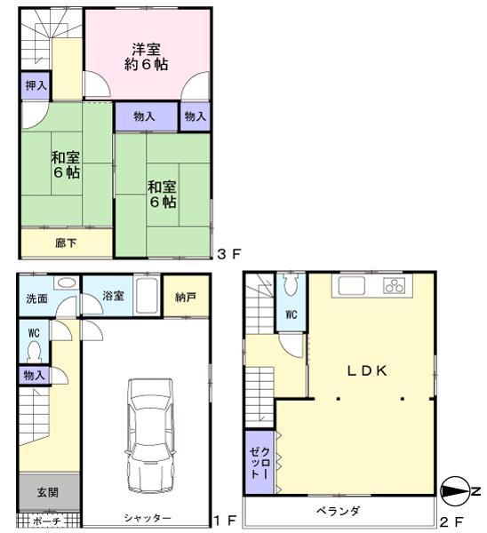 Floor plan. 13.5 million yen, 3LDK + S (storeroom), Land area 41.47 sq m , Building area 101.58 sq m