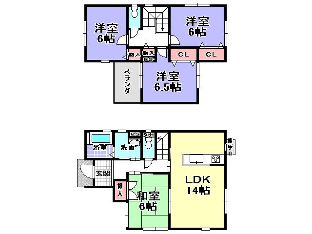 Floor plan. 18,800,000 yen, 4LDK, Land area 102.27 sq m , Building area 93.45 sq m