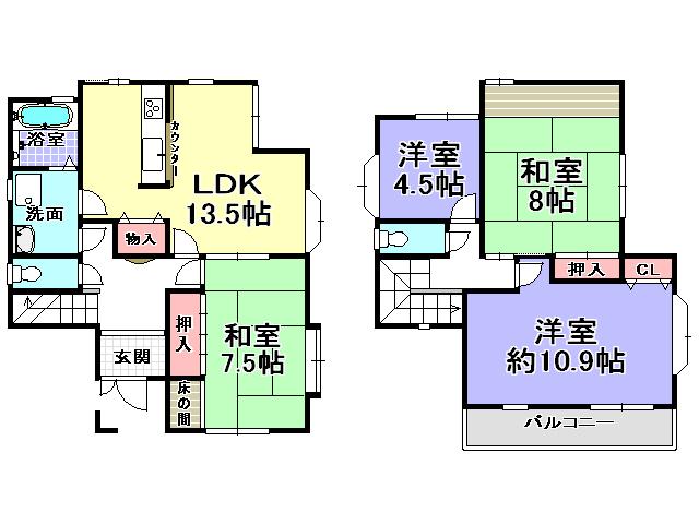 Floor plan. 23.8 million yen, 4LDK, Land area 123.98 sq m , Building area 108.89 sq m