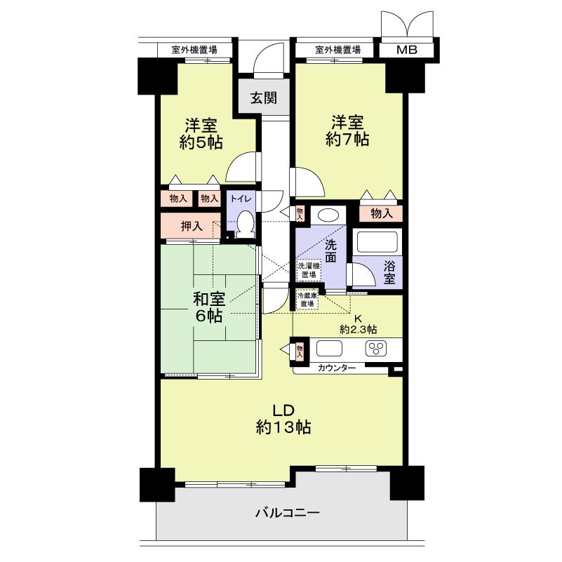 Floor plan. 3LDK, Price 8.3 million yen, Footprint 73.5 sq m , Balcony area 11.76 sq m