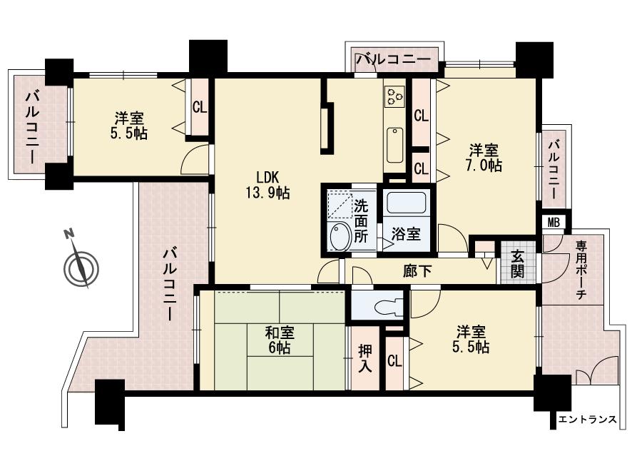 Floor plan. 4LDK, Price 15.8 million yen, Occupied area 78.19 sq m , Balcony area 21.11 sq m