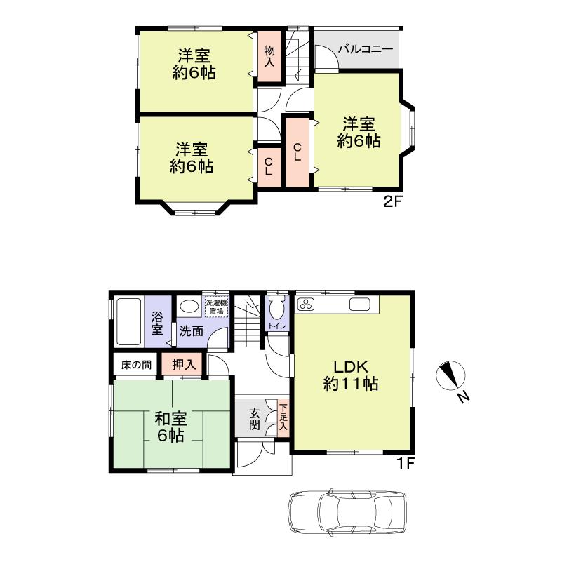 Floor plan. 13.8 million yen, 4LDK, Land area 73.49 sq m , Building area 83.43 sq m