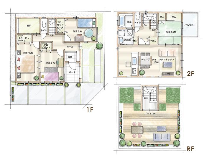 Floor plan. (No. 6 land model house), Price 31 million yen, 4LDK+S, Land area 107.31 sq m , Building area 111.8 sq m