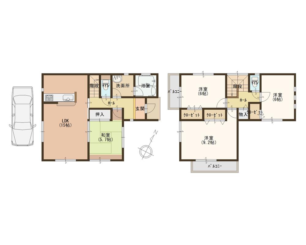 Floor plan. (Building 2), Price 17,900,000 yen, 4LDK, Land area 126.1 sq m , Building area 96.38 sq m