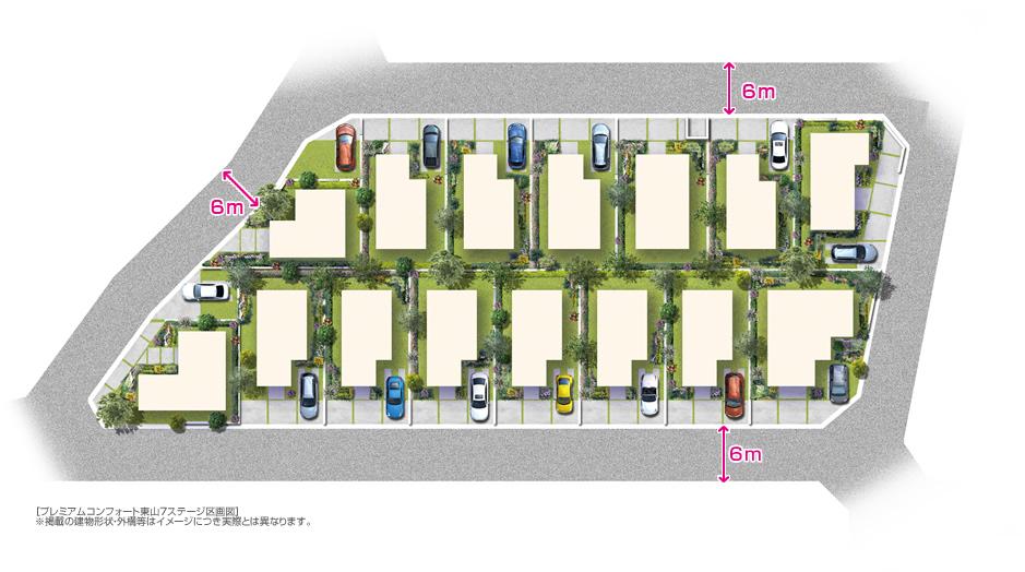 The entire compartment Figure. Spread the dream of family! Site area of ​​the room. Open-minded "open outside the structure" and spacious road width (Premium Comfort Higashiyama 7th stage compartment view)