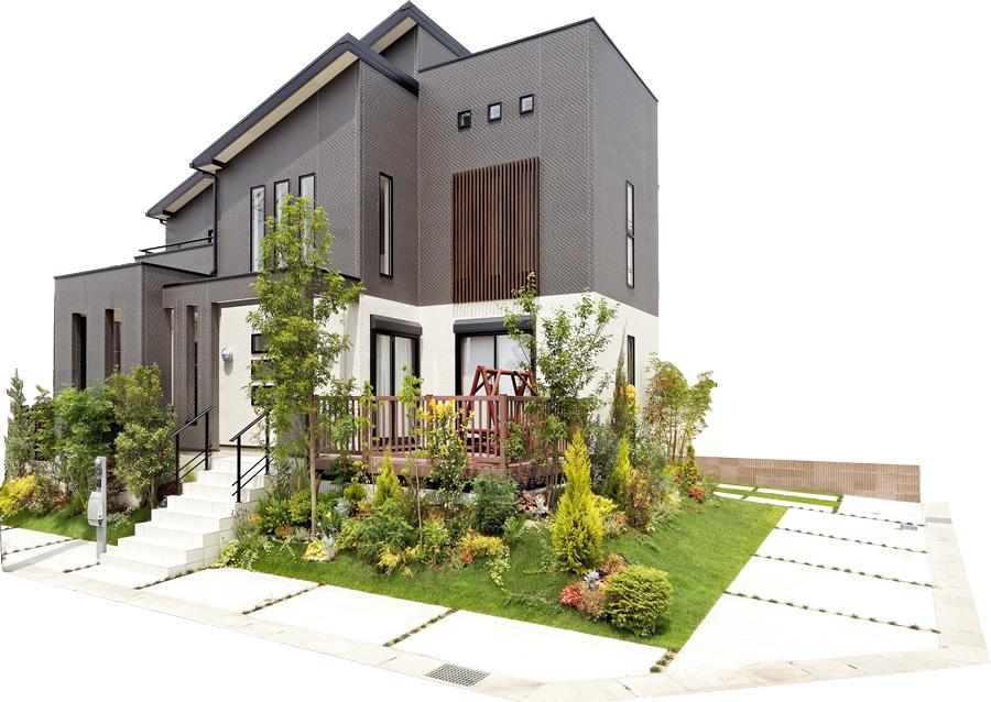 Building plan example (exterior photos). Enjoy nature! Wood deck and a terrace "Garden House" + natural effect! Clean "coal of the house" of the 24-hour air (taken by local model house)