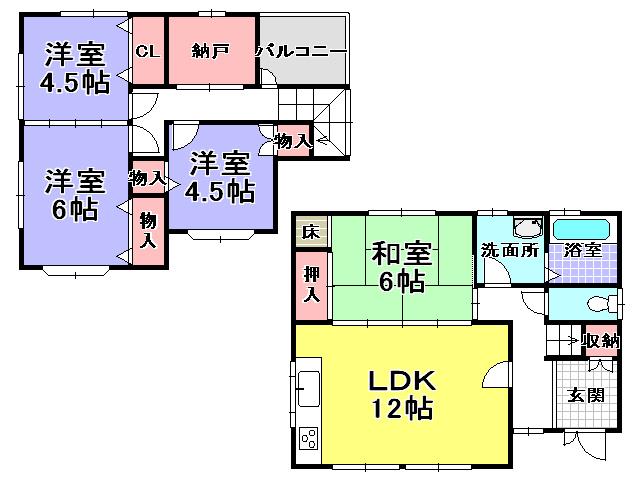 Floor plan. 17.8 million yen, 4LDK, Land area 100.01 sq m , Building area 90.25 sq m