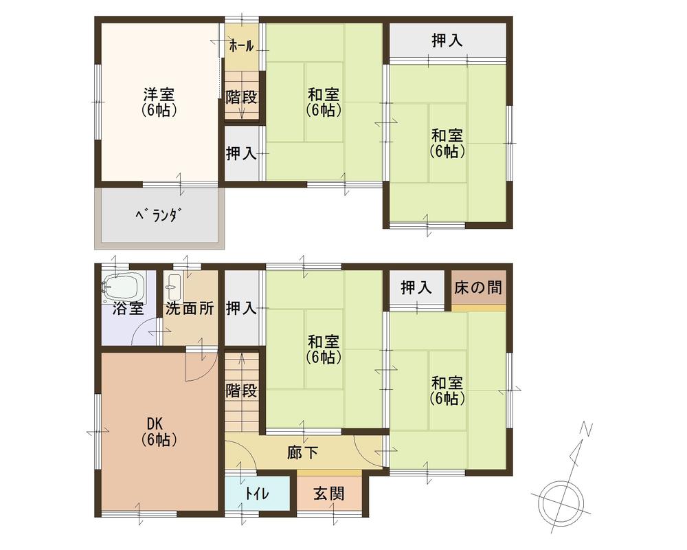 Floor plan. 4.8 million yen, 5DK, Land area 63.07 sq m , Building area 80.59 sq m